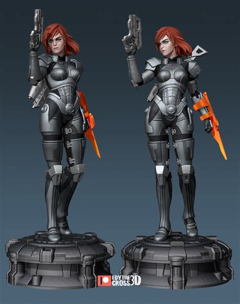 ЛШ J Il г Femshep Commander Shepard Me персонажи Mass Effect Edythecross 3d 3d