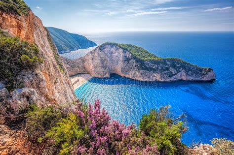 Navagio Strand Mit Schiffbruch Auf Zakynthos Insel In Griechenland