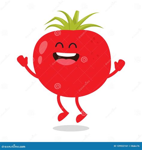 Funny Tomato Vector Isolated Cartoon Emoticons Cute Emoji Set With A