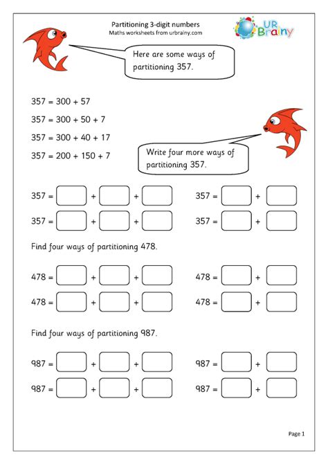 Partitioning 3 Digit Numbers In Different Ways Worksheet