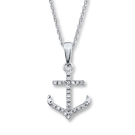 Show off your personality with our collection of anchor necklaces & more. Diamond Anchor Necklace 1/10 ct tw Round-cut 10K White ...