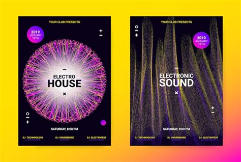 Premium Vector Posters Collection For Electronic Music Concert