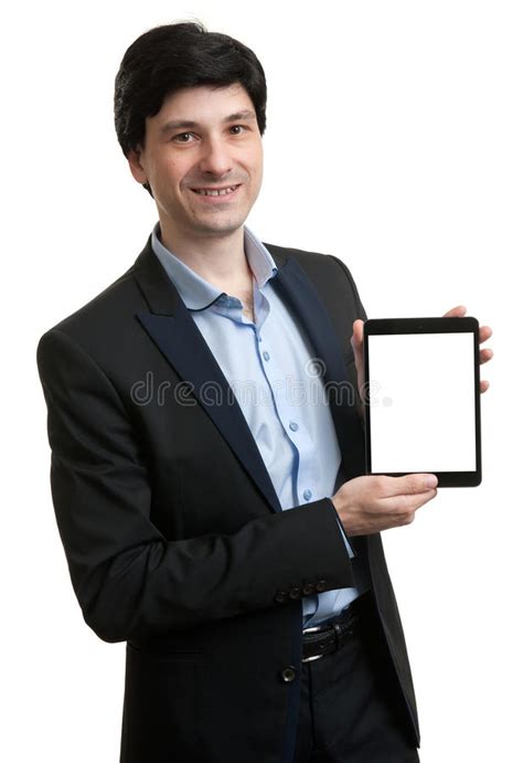 Business Man Presenting Digital Tablet With Blank Screen Stock Image