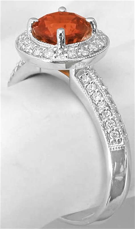 Orange Sapphire Engagement Ring In 14k White Gold Gr 5948