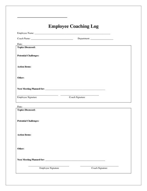 Coaching Log Template The Following Document Is A Coaching Log Template Used Forprintable