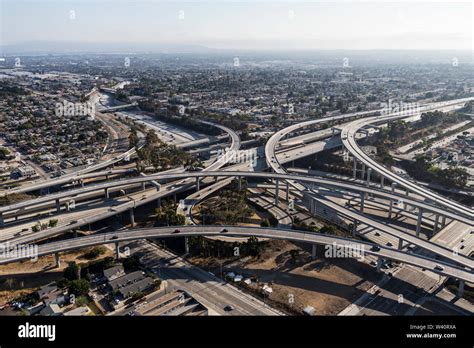 Aerial View Of The Harbor 110 And Century 105 Freeway Interchange Ramps