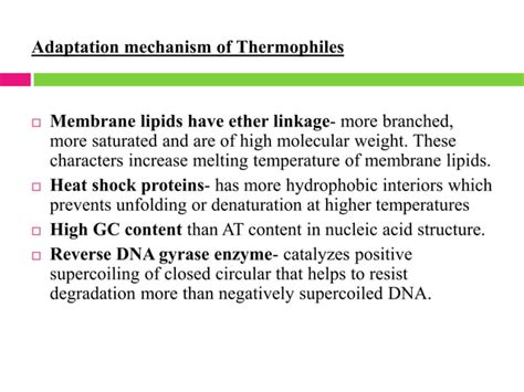 Physiology Of Organisms Living In Extreme Environments Thermophiles