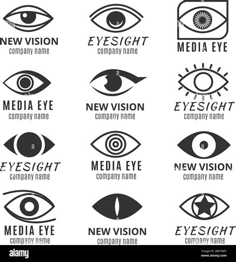 Eye See Vision Media Logos Vector Set Logotype With Human Pupil