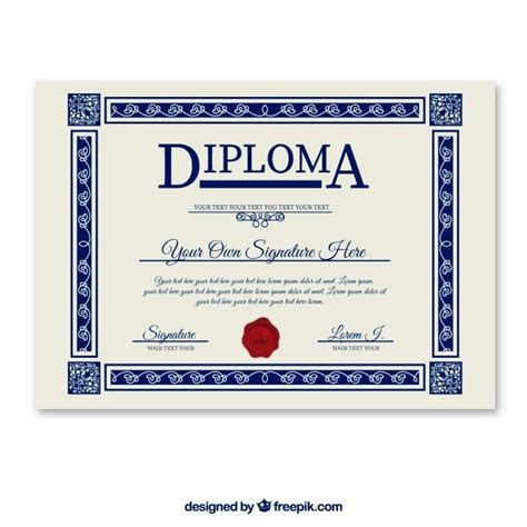 Diploma Template Free Vector Free Vector Freepik Freevector