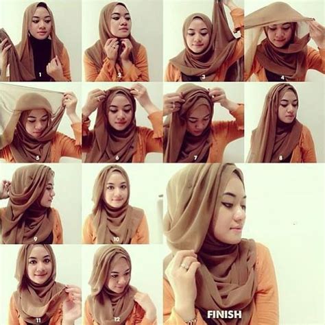 tutorial hijab arabian segi empat satu trik