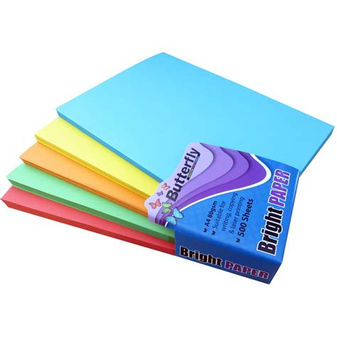 Butterfly Brights Paper A4 80gsm 100 Sheets Per Colour Pack Of
