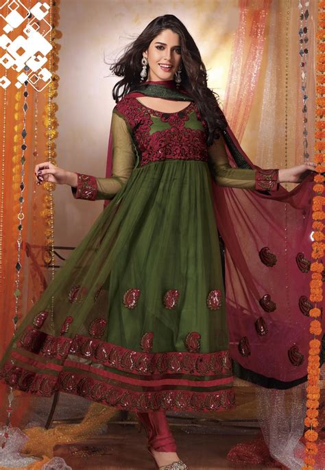 Green Full Sleeve Net Long Anarkali Salwar Kameez 19271 Traditional Dresses Indian Anarkali