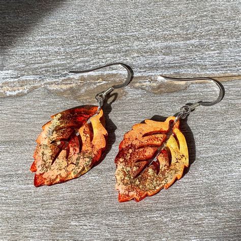 Excited To Share This Item From My Etsy Shop Resin Leaf Earrings
