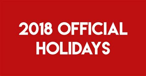 See List Of 2018 Official Holidays Rmn Networks