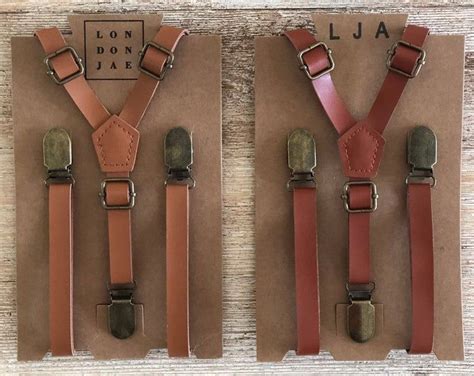 Brown Suspenders Skinny 12 Inch Faux Leather Rustic Wedding Etsy