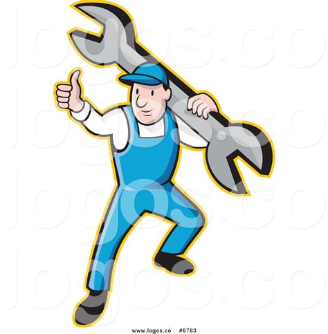 Royalty Free Clip Art Vector Logo Of A Plumber Holding A Thumb Up And