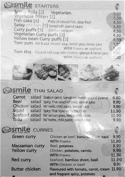 Menu At Smile Thai Restaurant Dover Gardens