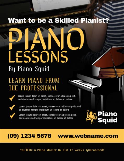 Online private music lessons with certified teachers. Piano Lesson Flyer Template | PosterMyWall