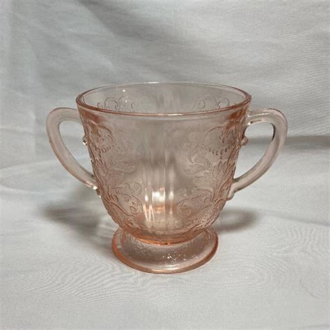 Blush Pink Depression Glass Sugar Bowl 30s Etsy