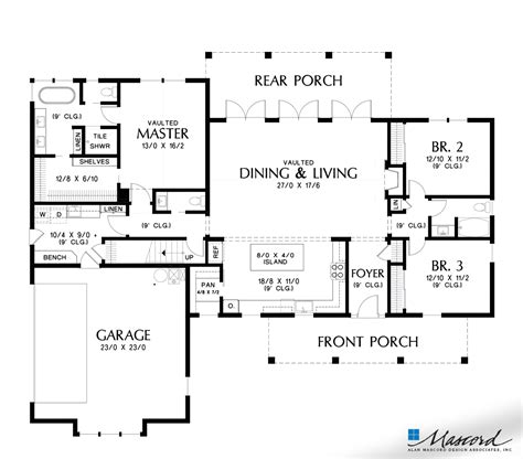 Mascord House Plan 21151 - The Cary : Main Floor Plan | Farmhouse style house plans, Farmhouse ...