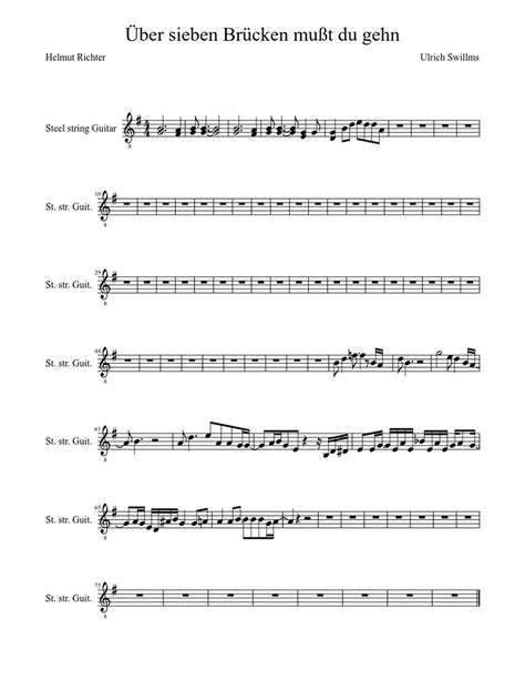 Über sieben brücken mußt du gehn sheet music for bouzouki solo download and print in pdf or
