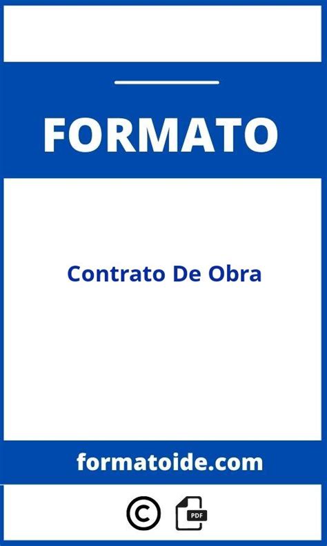 Formato Contrato De Obra Modelo Pdf Word