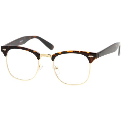Retro Square Clear Lens Horn Rimmed Half Frame Eyeglasses 50mm Sunglassla