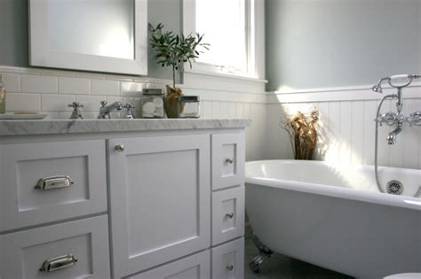 Beadboard Backsplash Cottage Bathroom Fiorella Design