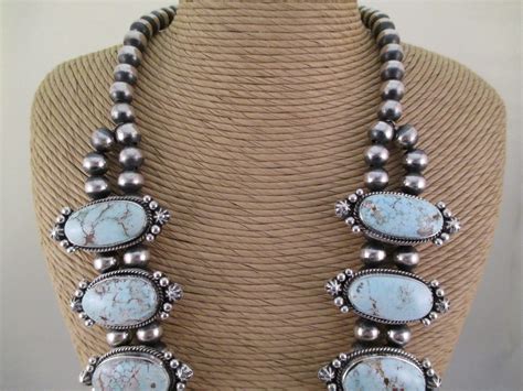 Dry Creek Turquoise Squash Blossom Necklace Earring Set