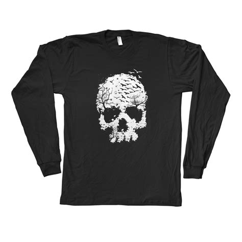 Halloween Long Sleeve Shirt Skull Long Sleeve Gothic Tshirt
