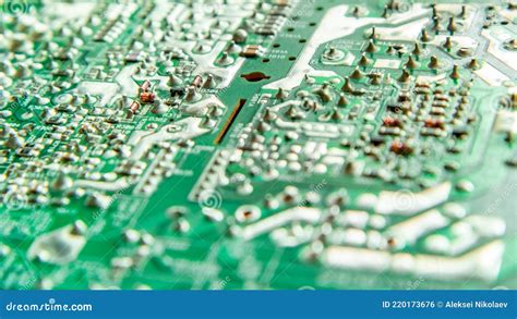 Electronic Printed Circuit Board With Soldered Contacts On The Reverse