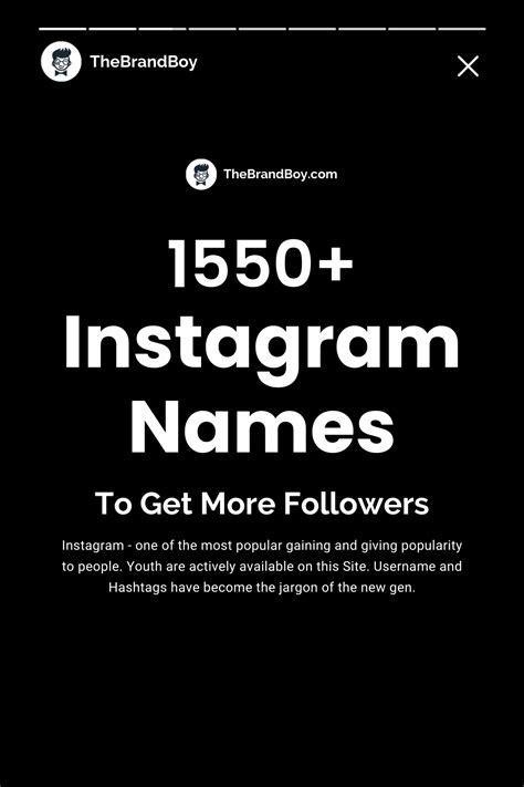 1550 Catchy Instagram Usernames Generator Brandboy