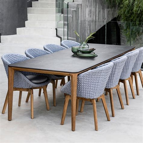 Aspect Outdoor Dining Table 8 Seater Teak Frame Ceramic Table Top