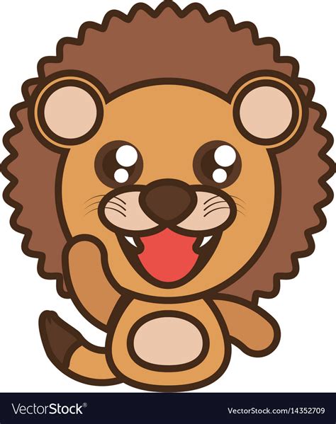 Lion Baby Animal Kawaii Design Royalty Free Vector Image