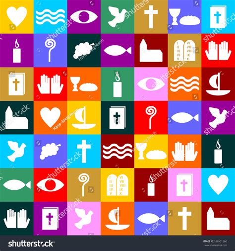 Colorful Christian Symbols Stock Vector 186501260 Shutterstock