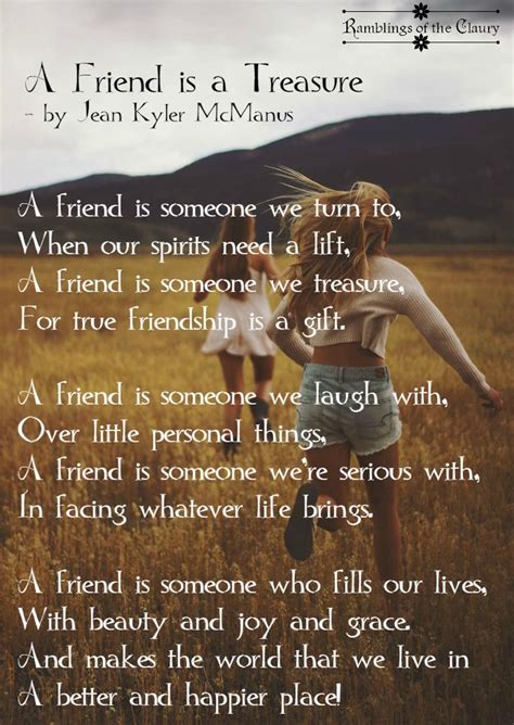 A Friend Is A Treasure Best Friend Poems Friends Quotes Friend Poems