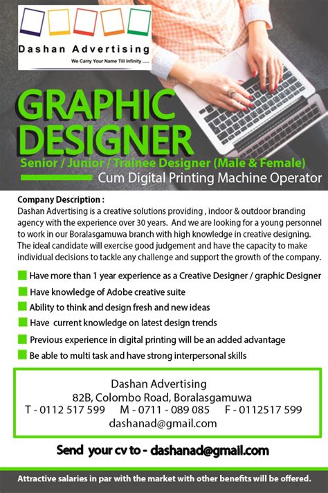 Graphic Designer Job Vacancy At Dashan Advertising Jobvacancieslk