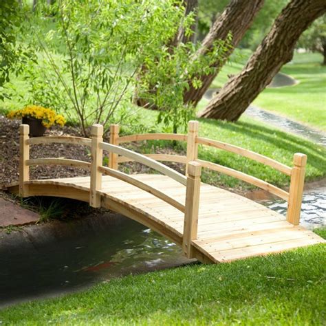 6 Ft Wooden Garden Bridge Outdoor Decorative Patio Backyard Landscape