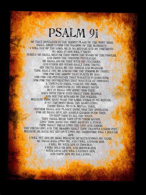 Psalm 91 Poster Printable Unique Psalm 91 Prayer Card Wall Decor A3