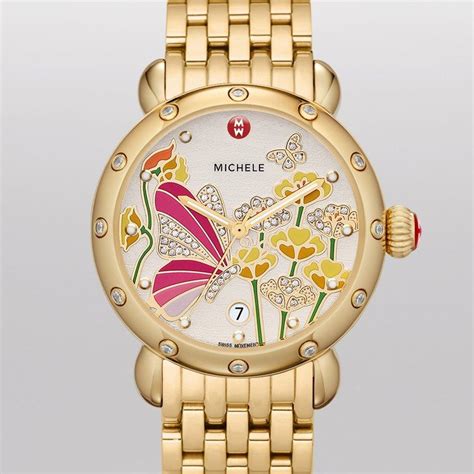 Michele Butterfly Watch Hot Pink Glitter Michele Watches