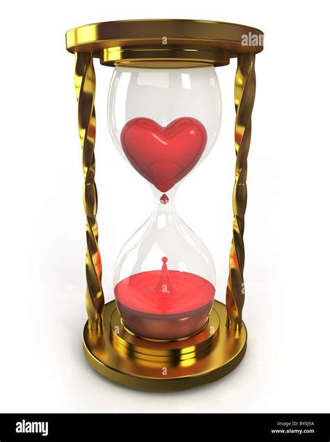Golden Hourglass With Heart And Blood Isolated On White Stock Photo Alamy