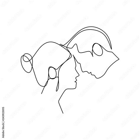 People Falling In Love A Happy Romantic Couple Portrait Minimal Design
