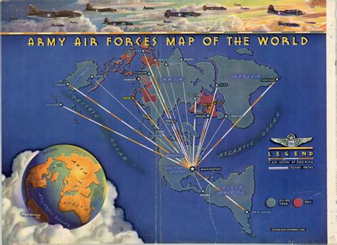 Army Air Forces Map Of The World Curtis Wright Maps