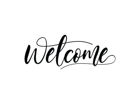 Welcome Black Text Lettering Hand Written Calligraphy Isolated On White Background Vector