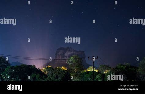 Night Sky Time Lapse Over Sigiriya Rock In Sri Lanka Stock Video