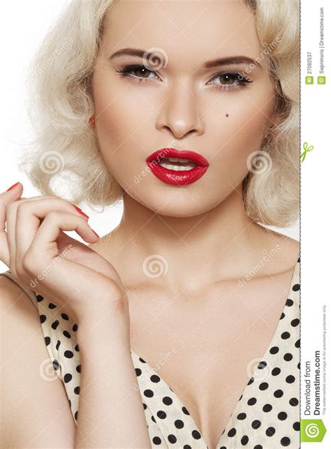 Pin Up Retro Make Up Fashion Blond Model Stock Image Image Of