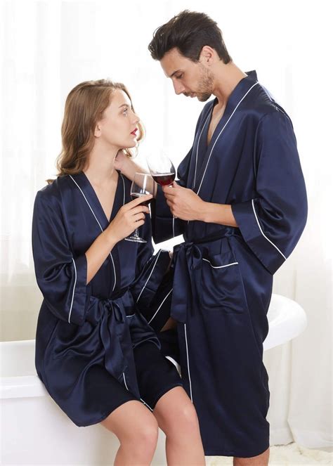 22 Momme Unique Silk Couple Robes Silk Silk Pajamas Satin Dresses