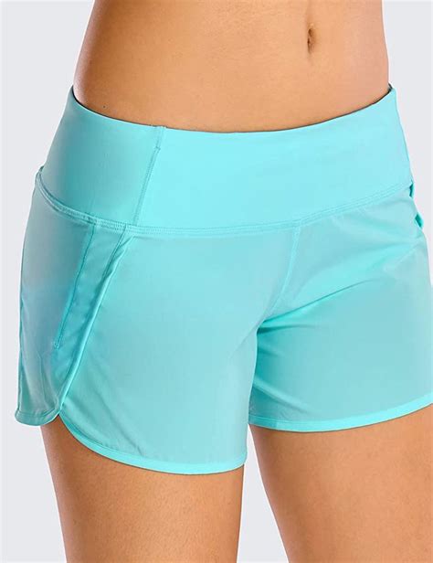 crz yoga women s quick dry athletic sports running workout shorts with zip pocket