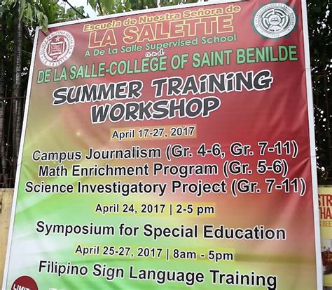 Benilde Teams Up With La Salette For Free Workshops In Dagupan Wazzup