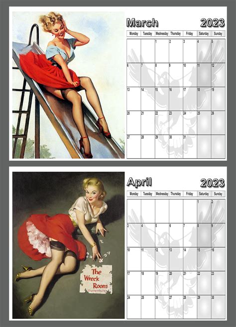 Calendar 2023 1950s Pin Up Girls 14 Full A4 Size Gloss Pages Etsy